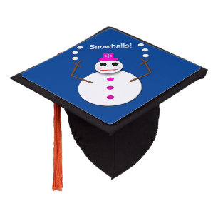 Christmas Snowlady Juggling Snowballs Funny Graduation Cap Topper