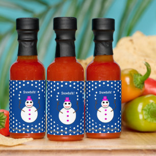Christmas Snowlady Juggling Snowballs Funny Hot Sauces