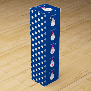 Christmas Snowlady Juggling Snowballs Funny Wine Box
