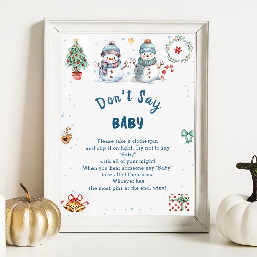 Christmas SnowmaDont Say Baby Baby Shower Game  Poster