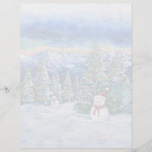 Christmas Snowman -  8.5" x 11" Stationery Sheet