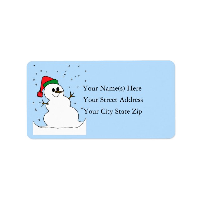 Christmas Snowman Address Label (Front)