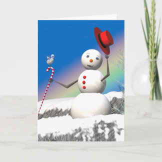 Christmas Snowman and Friend Holiday Card