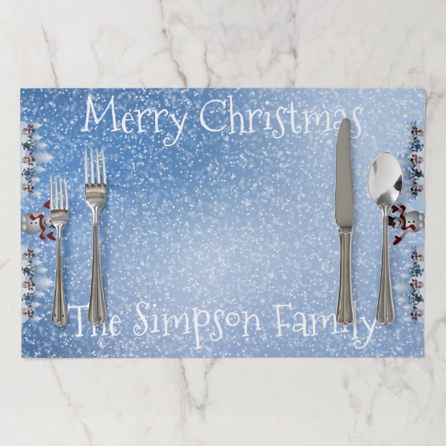 Christmas Snowman and Friends Paper Placemat (In Situ)