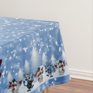 Christmas Snowman and Friends Tablecloth