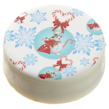 Christmas Snowman And Gentle Snowflakes Chocolate Dipped Oreo by ChristmaSpirit at Zazzle