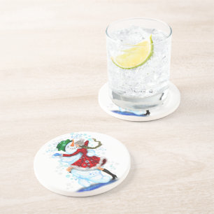 Christmas Snowman and Girl Dancers Coasters