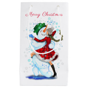 Christmas Snowman and Girl Dancers Funny Gift Bag
