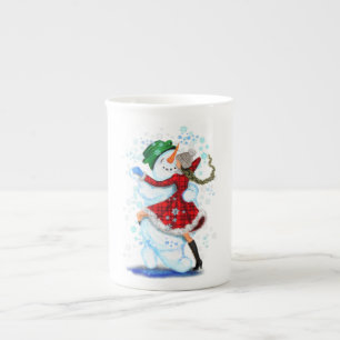 Christmas Snowman and Girl Dancers Mug