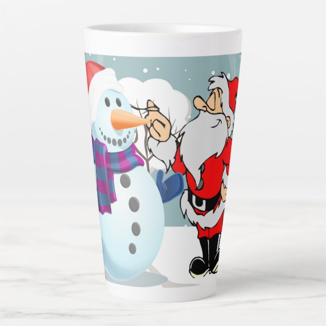 Christmas Snowman and Santa Latte Mug (Front)