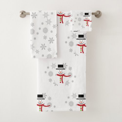 Christmas Snowman and Snowflake Bath Towel Set