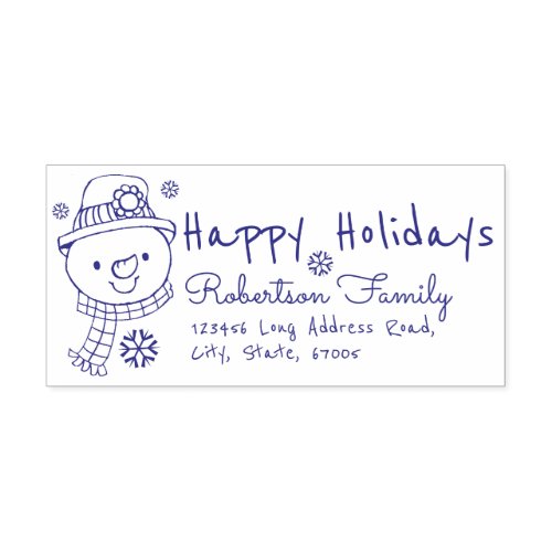Christmas Snowman and Snowflakes Return Address Self_inking Stamp