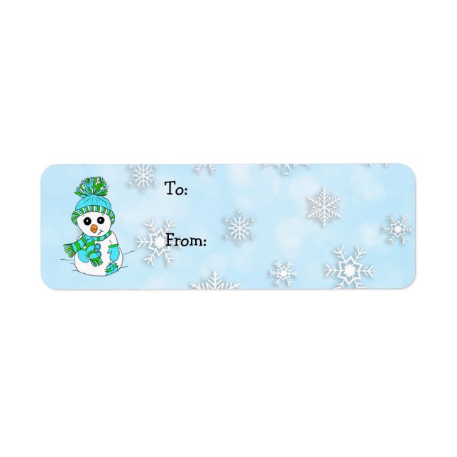 Christmas Snowman and Snowflakes To and From Label (Front)