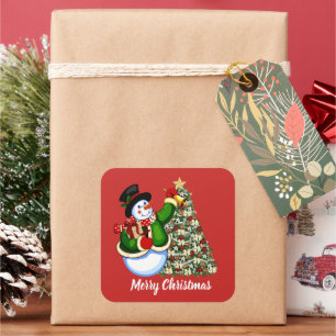 Christmas snowman and tree add message sticker