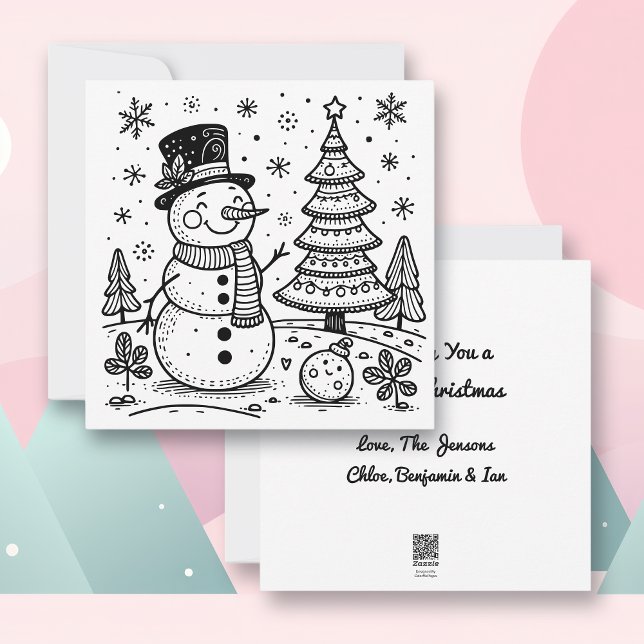 Christmas Snowman and Tree | Color Me  Holiday Card (Creator Uploaded)