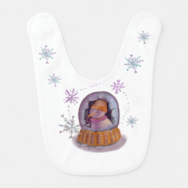 christmas snowman baby bib (Front)