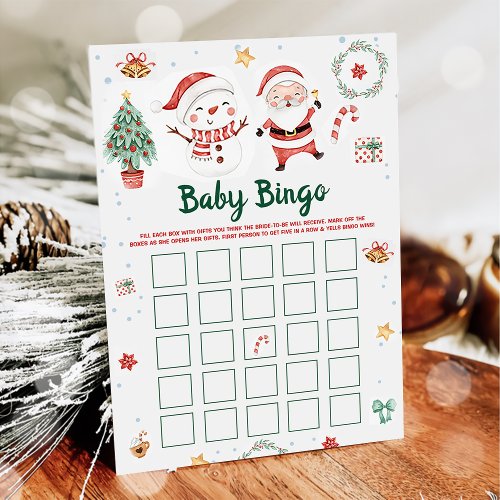 Christmas Snowman Baby Bingo Games Card