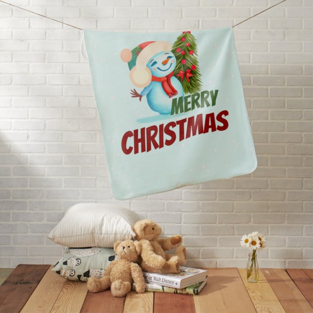 Christmas snowman baby blanket (In Situ)
