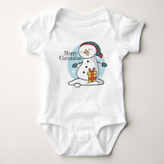Christmas Snowman Baby Bodysuit (Front)