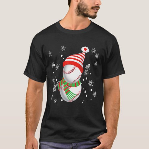 Christmas Snowman Baseball Ugly Santa Hat Sport Fu T_Shirt