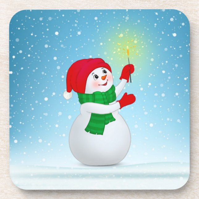 Christmas Snowman Beverage Coaster (Front)