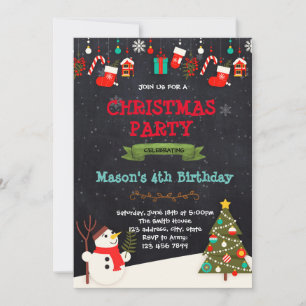 Christmas snowman birthday party invitation