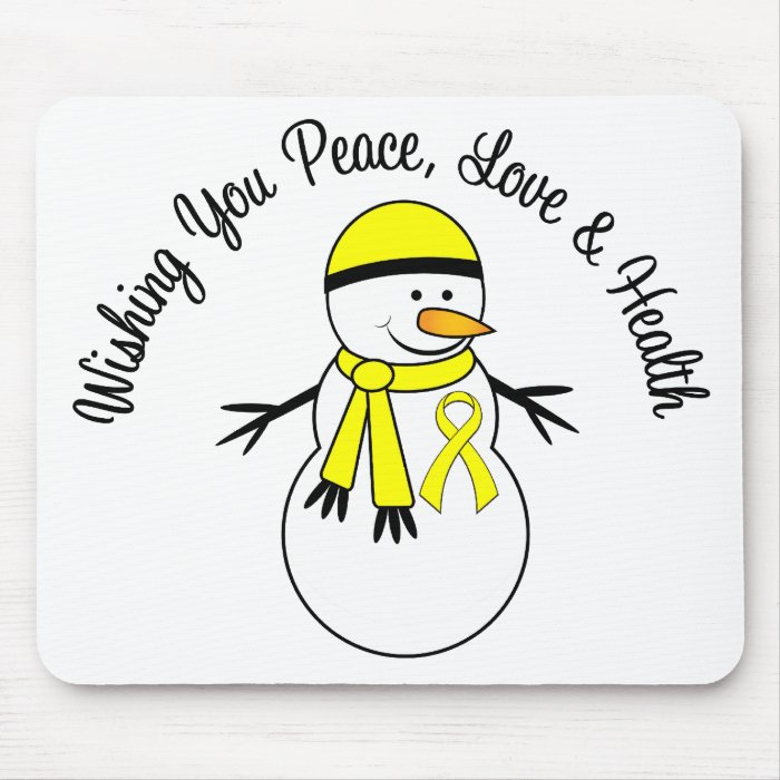 Christmas Snowman Bladder Cancer Ribbon Mouse Pads