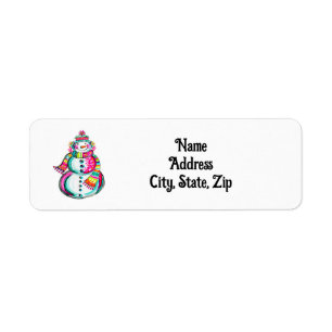 Christmas Snowman Boho Cute Pink Holiday Address Label