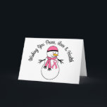 Christmas Snowman Breast Cancer Ribbon Holiday Card<br><div class="desc">NOTE:  Cards can be customized with your own personal message of hope..</div>