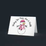 Christmas Snowman Breast Cancer Ribbon Holiday Card<br><div class="desc">NOTE:  Cards can be customized with your own personal message of hope..</div>