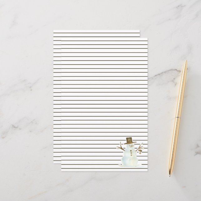 Christmas Snowman Brown Lined Personalized Holiday (Front/Back In Situ)