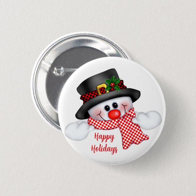 Christmas Snowman Button (Front & Back)