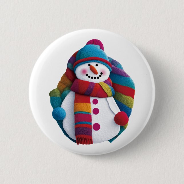 Christmas Snowman  Button (Front)