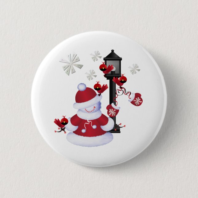 Christmas Snowman Button (Front)