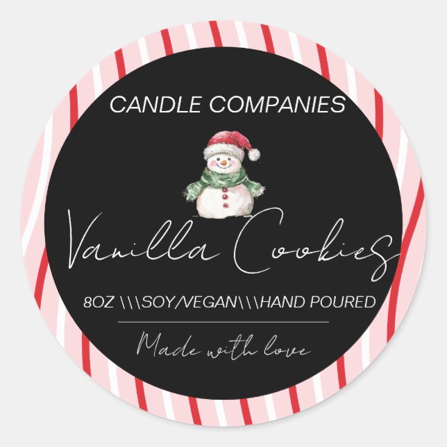 Christmas  Snowman Candle Maker Business  Classic Round Sticker (Front)