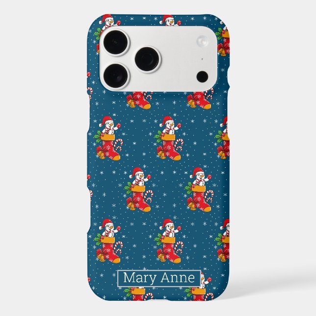 Christmas Snowman Candy Cane Stocking Pattern Case-Mate iPhone Case (Back)