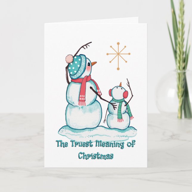 Christmas Snowman Card Religious Christmas Star (Front)