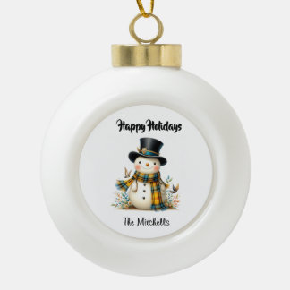 Christmas Snowman Ceramic Ornament