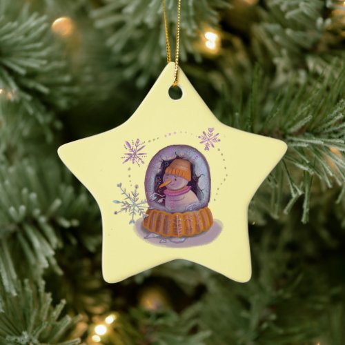 christmas snowman ceramic ornament