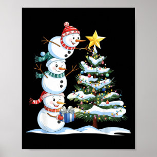 Christmas Snowman Christmas Tree Funny Snowman Lov Poster
