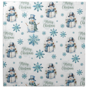 Christmas Snowman  Cloth Napkin