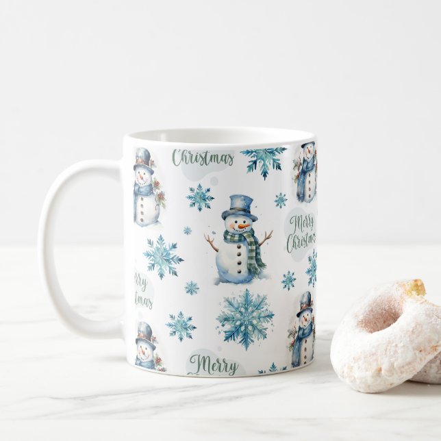 Christmas Snowman  Coffee Mug (With Donut)