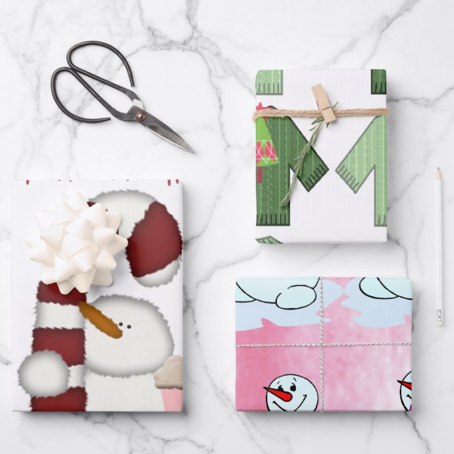 Christmas Snowman Coffee Ugly Christmas Sweaters Wrapping Paper Sheets (Front)