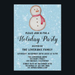Christmas Snowman Cookie Holiday Party Blue Snow Invitation<br><div class="desc">Celebrate the holiday season with this festive Christmas snowman gingerbread cookie holiday party invitation. The party details are written in a whimsical,  bold black script typography with a light blue background with flecks of falling white snow. This invitation is perfect for a holiday/ Christmas/ winter party!</div>