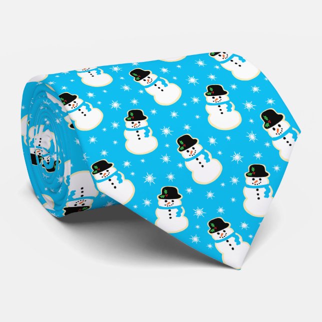 Christmas Snowman Cookie Pattern Neck Tie (Rolled)