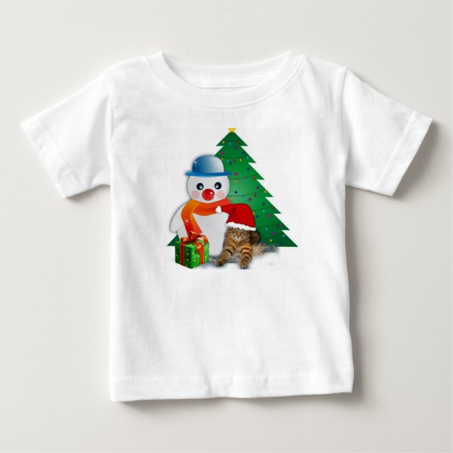 Christmas Snowman Cotton Baby Shirt (Front)