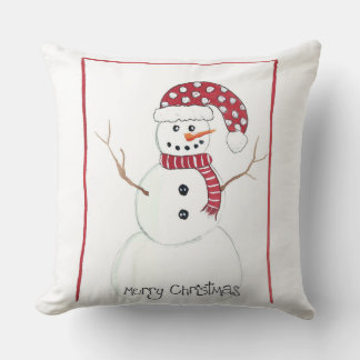 Christmas Snowman Cotton Throw pillow