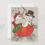 Christmas Snowman Couple In Sleigh Holiday Card<br><div class="desc">Christmas Snowman Couple In Sleigh Holiday Card.</div>