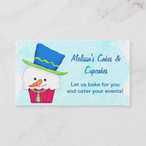 Christmas Snowman Cupcake Catering Baking Business Card