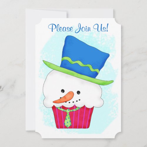 Christmas Snowman Cupcake Coffee Dessert Party Invitation
